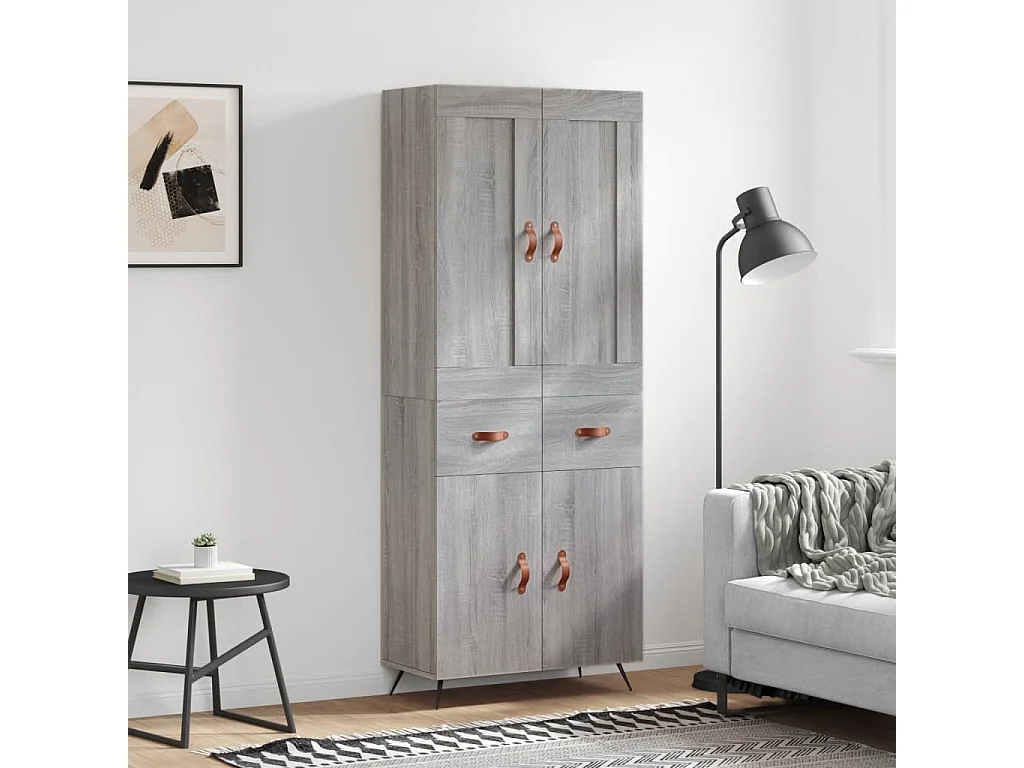 Highboard Grau Sonoma 69,5x34x180 cm Holzwerkstoff