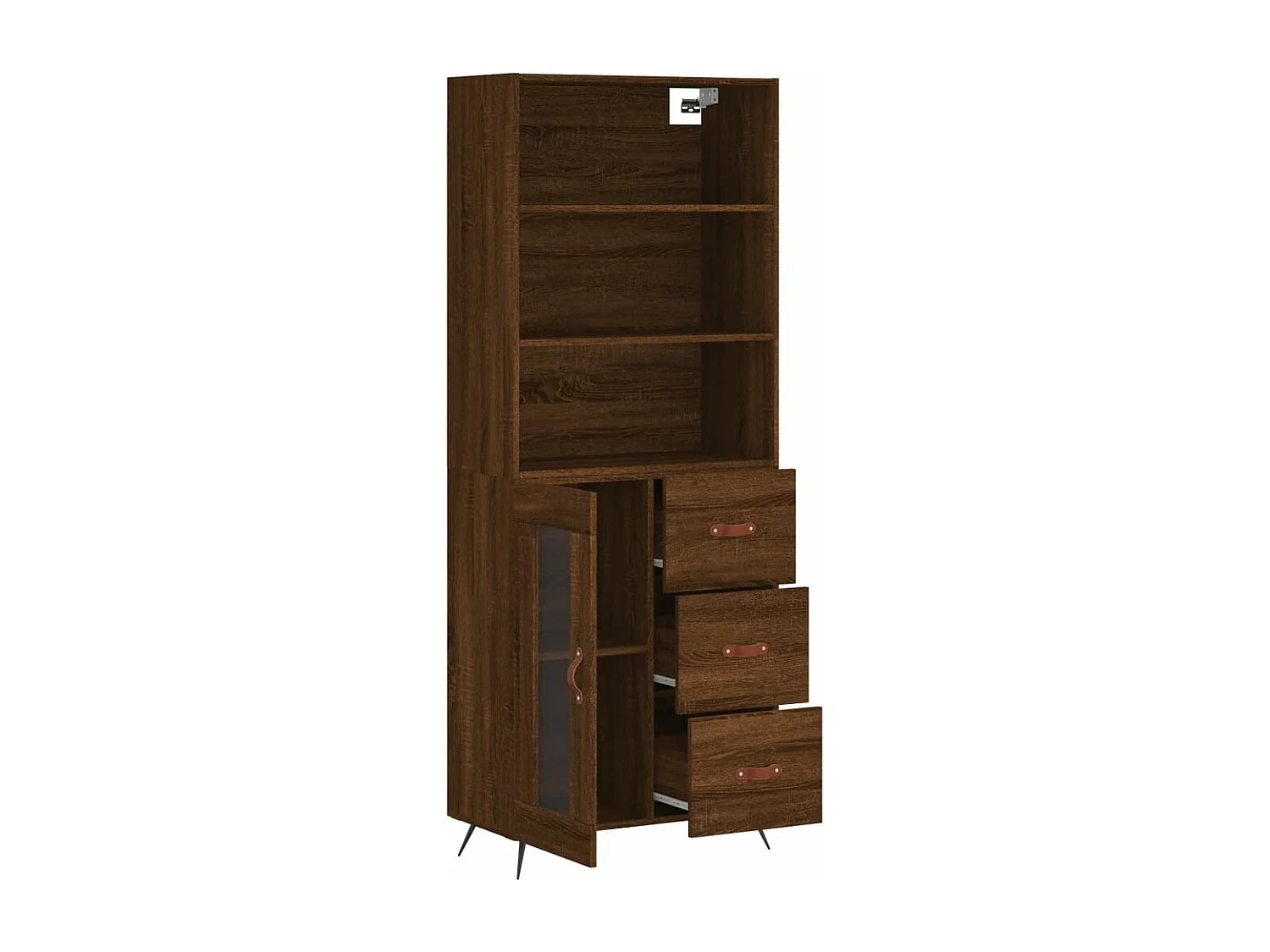 Credenza Rovere Marrone 69,5x34x180 cm in Legno Multistrato