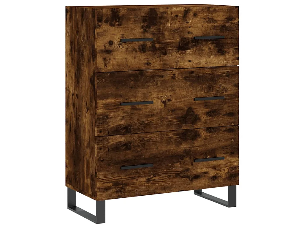 Hoge kast 69,5x34x180 cm bewerkt hout gerookt eikenkleurig