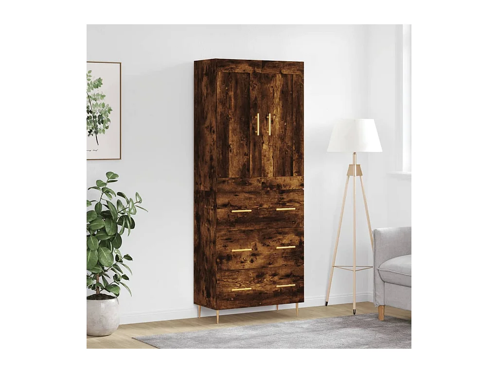 Credenza Rovere Fumo  69,5x34x180 cm in Legno Multistrato