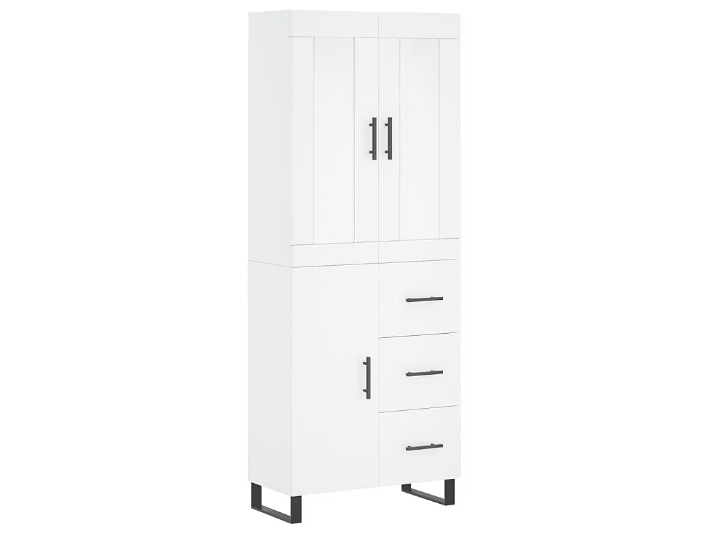 Credenza Bianca 69,5x34x180 cm in Legno Multistrato