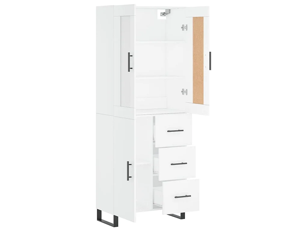 Credenza Bianca 69,5x34x180 cm in Legno Multistrato