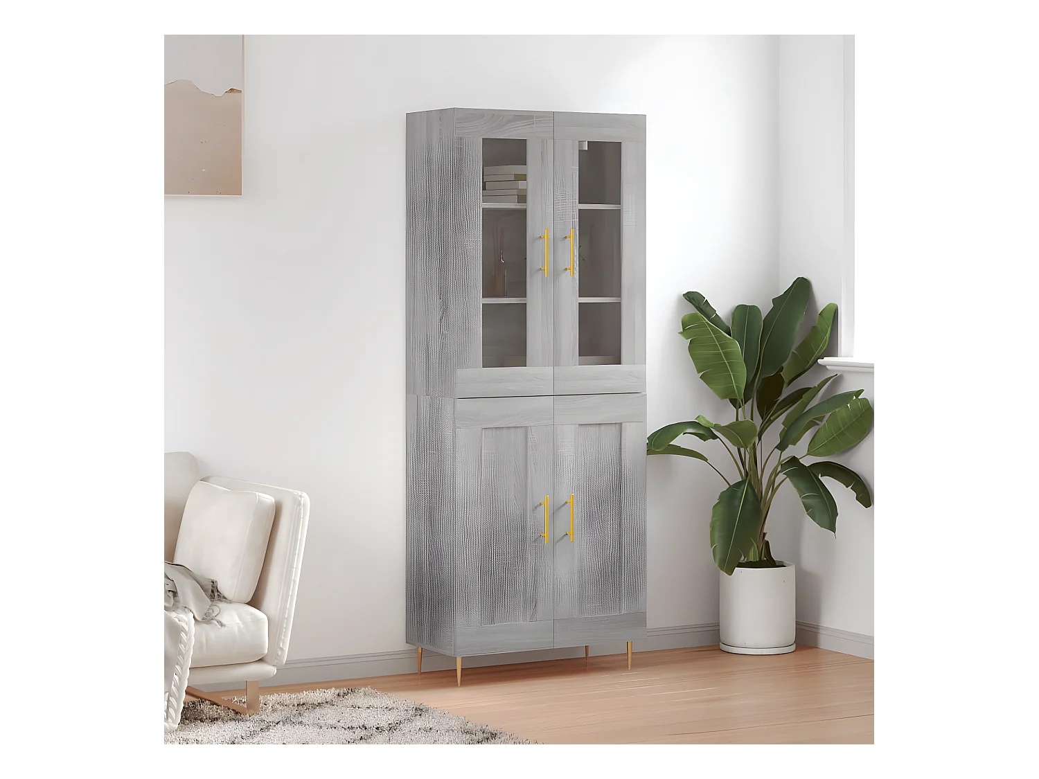 Highboard Grau Sonoma 69,5x34x180 cm Holzwerkstoff