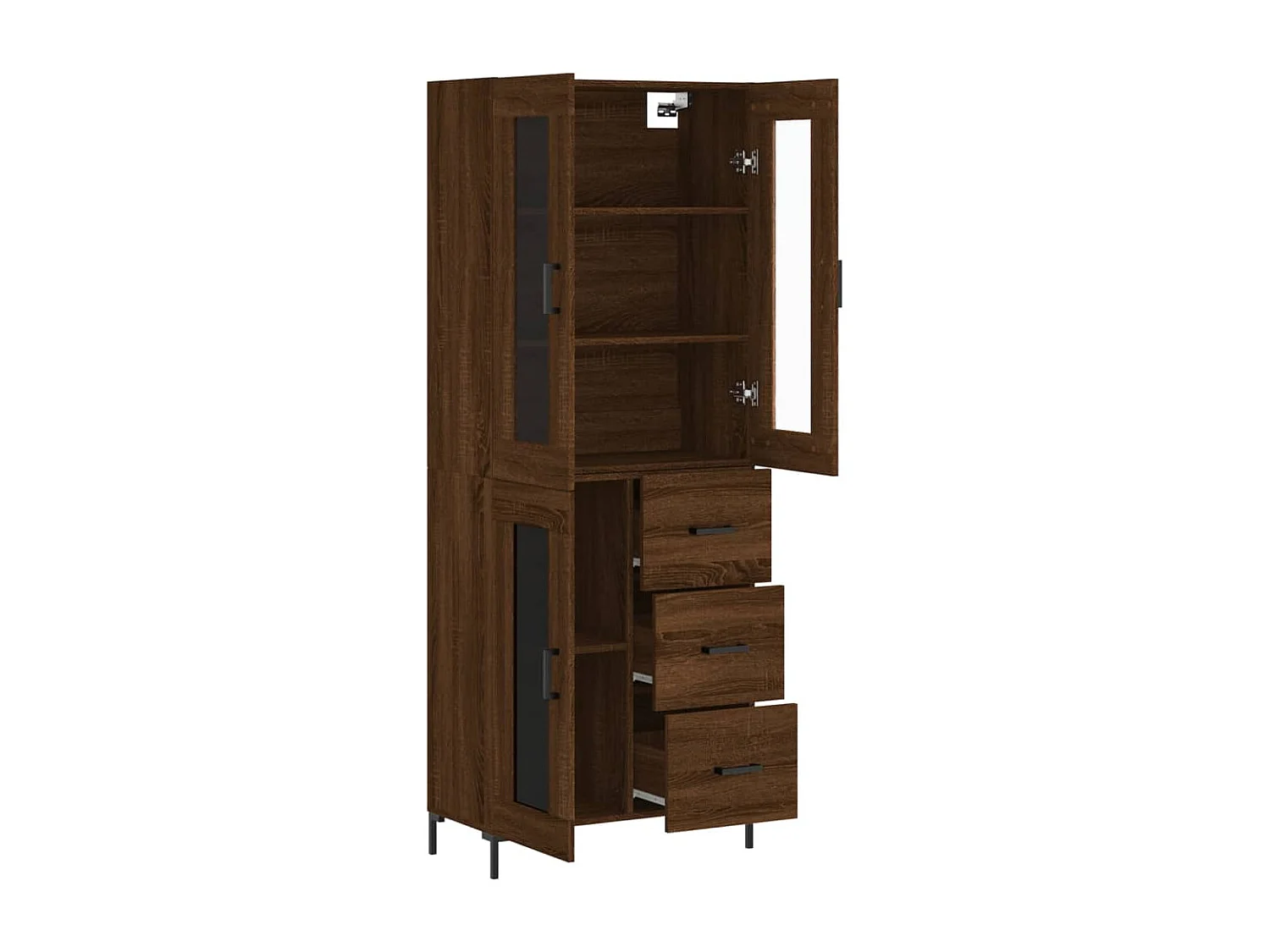 Buffet haut Chêne marron 69,5x34x180 cm Bois d'ingénierie