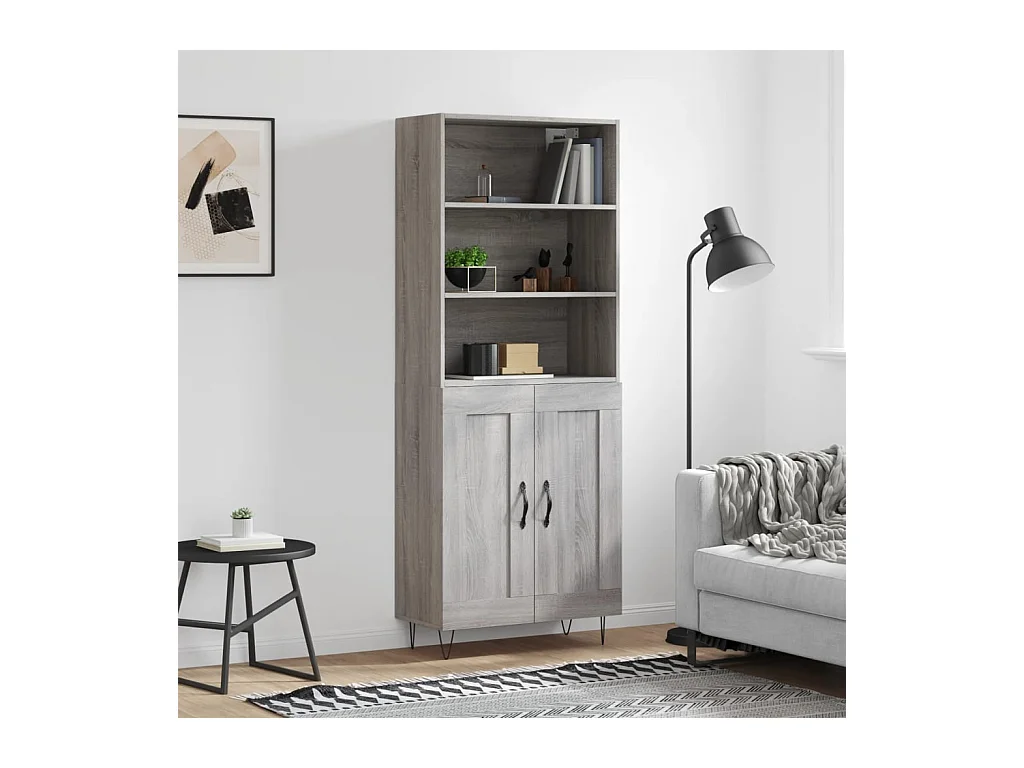 Buffet haut Sonoma gris 69,5x34x180 cm Bois d'ingénierie