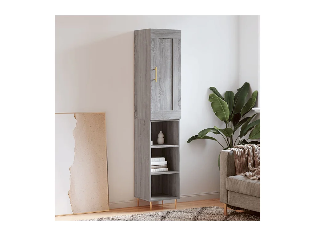 Credenza Grigio Sonoma 34,5x34x180 cm in Legno Multistrato