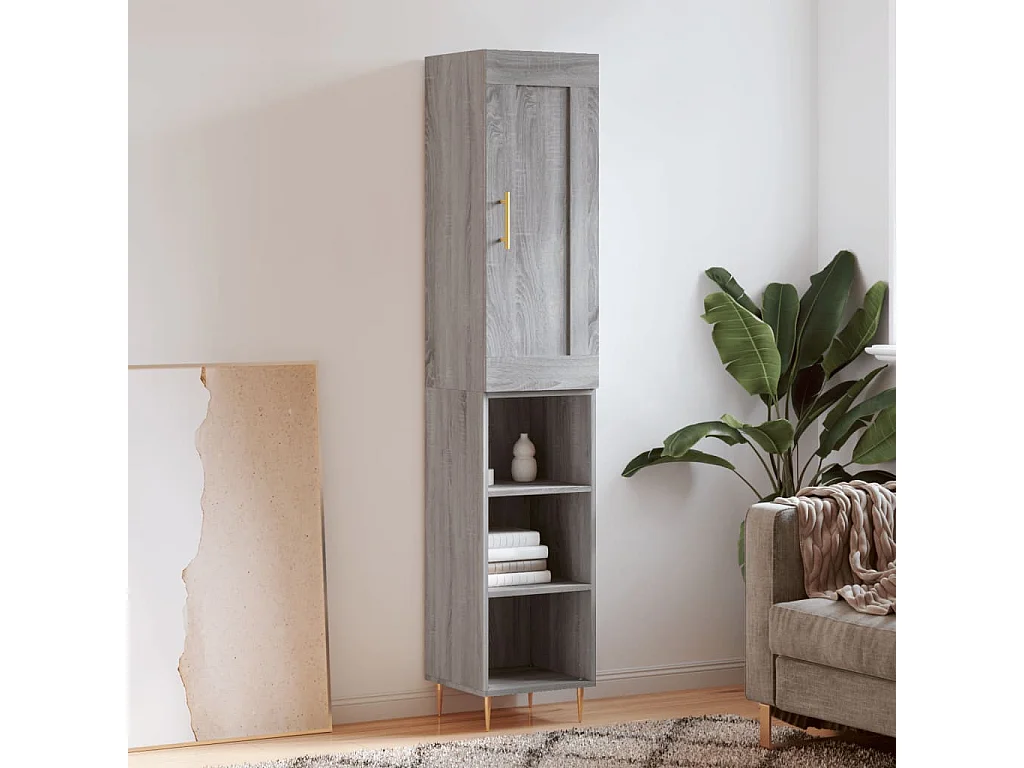 Buffet haut Sonoma gris 34,5x34x180 cm Bois d'ingénierie