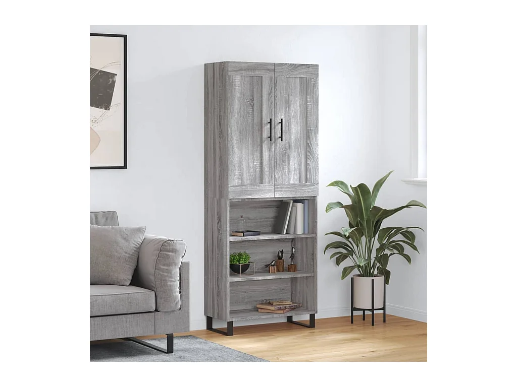 Highboard Grau Sonoma 69,5x34x180 cm Holzwerkstoff