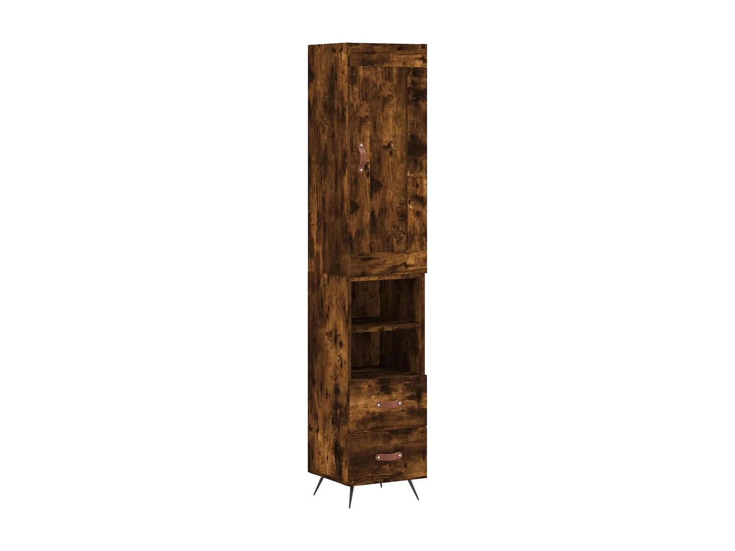 Hoge kast 34,5x34x180 cm bewerkt hout gerookt eikenkleurig