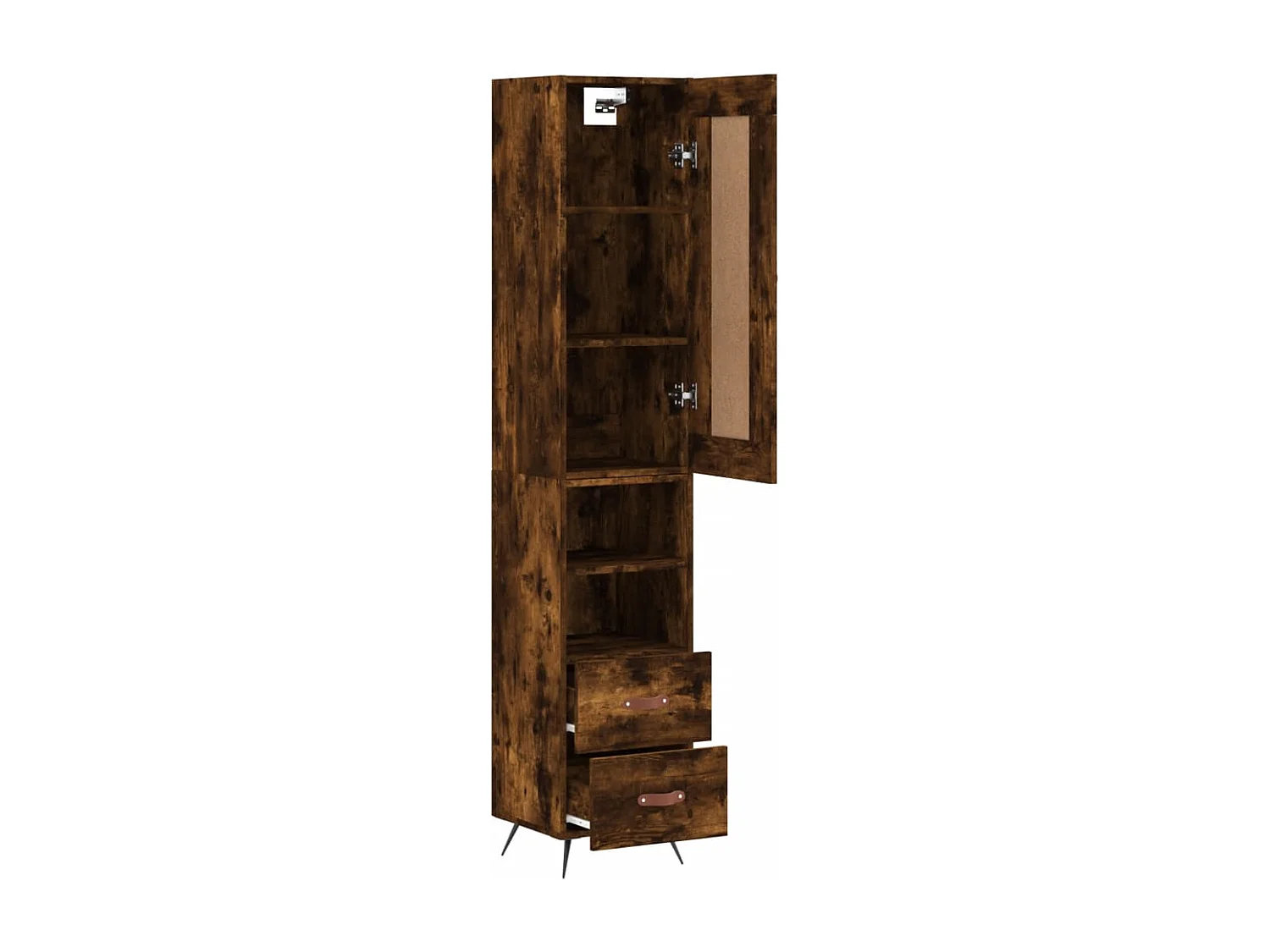 Hoge kast 34,5x34x180 cm bewerkt hout gerookt eikenkleurig