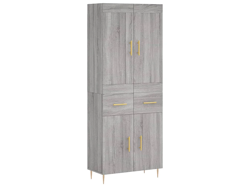 Hoge kast 69,5x34x180 cm bewerkt hout grijs sonoma eikenkleurig