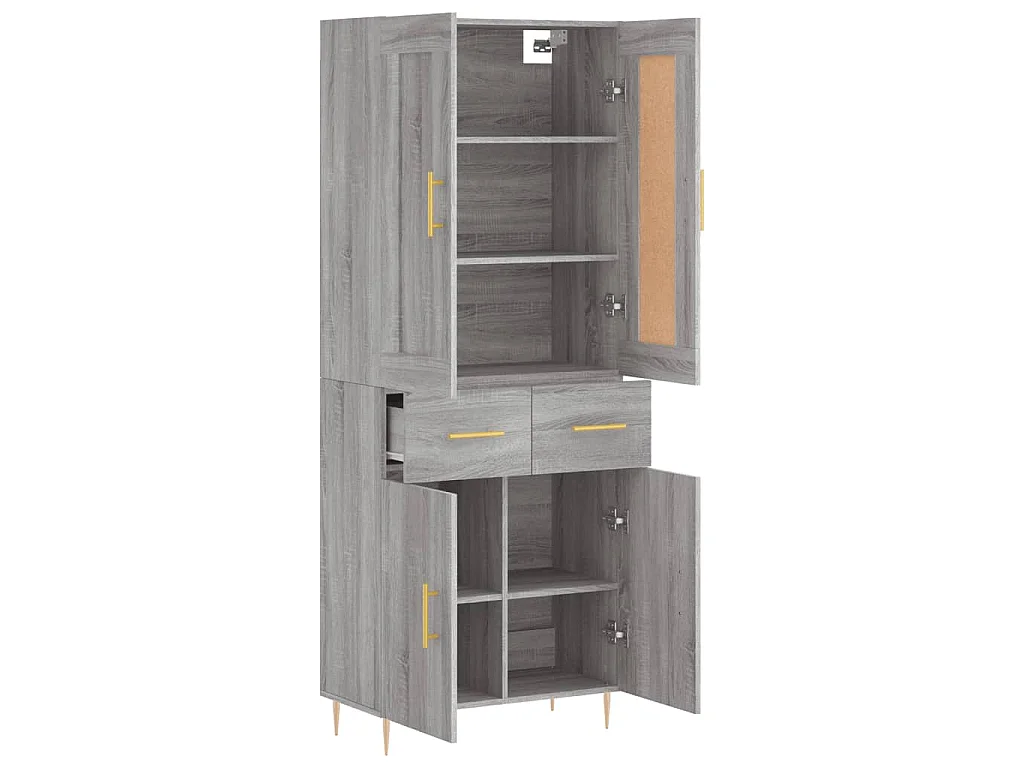 Hoge kast 69,5x34x180 cm bewerkt hout grijs sonoma eikenkleurig