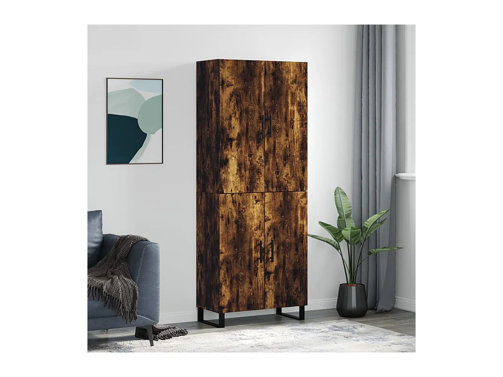 Hoge kast 69,5x34x180 cm bewerkt hout gerookt eikenkleurig