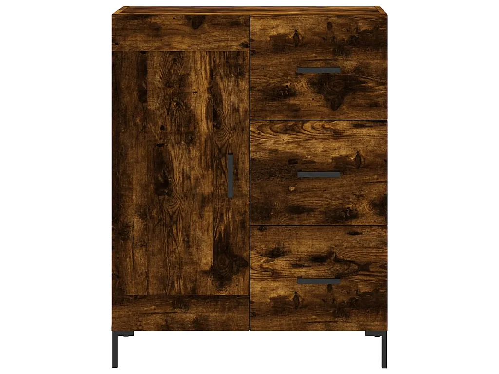 Hoge kast 69,5x34x180 cm bewerkt hout gerookt eikenkleurig