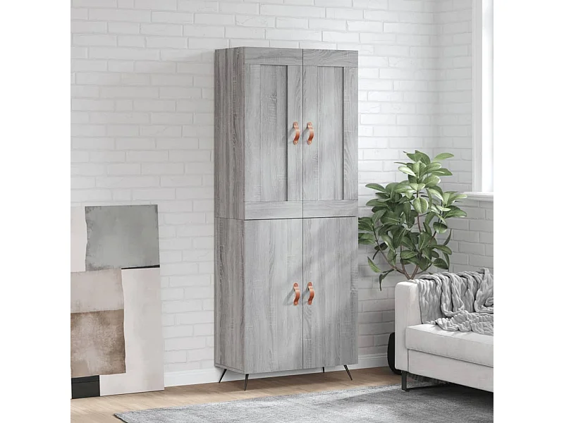 Highboard Grau Sonoma 69,5x34x180 cm Holzwerkstoff