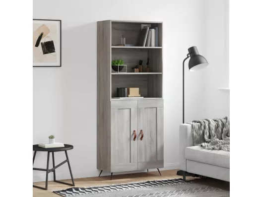 Kauf Unique Highboard Grau Sonoma 69,5x34x180 cm Holzwerkstoff