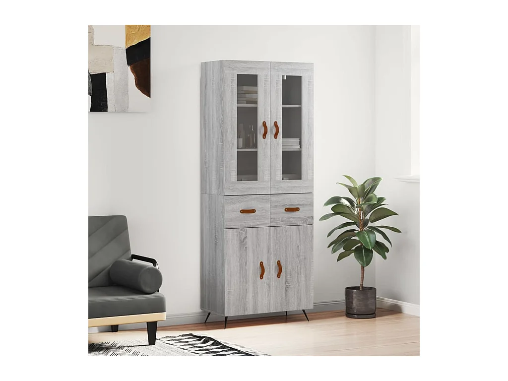 Buffet haut Sonoma gris 69,5x34x180 cm Bois d'ingénierie