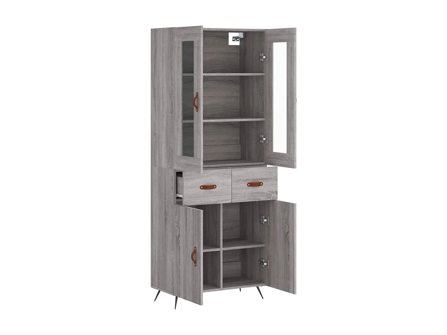 Aparador alto madera contrachapada gris sonoma 69,5x34x180 cm