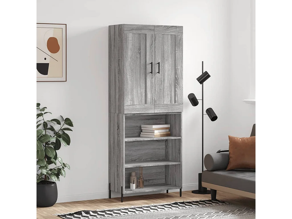 Buffet haut Sonoma gris 69,5x34x180 cm Bois d'ingénierie