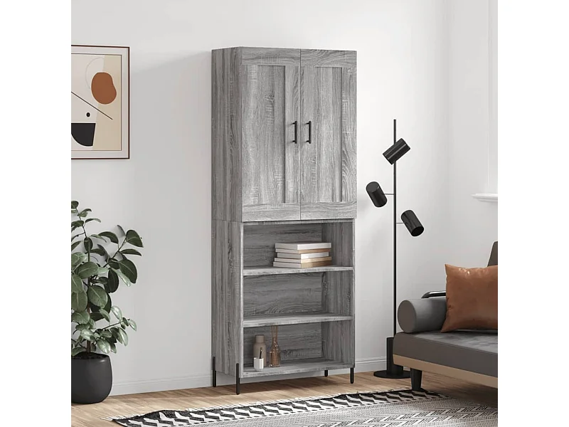Buffet haut Sonoma gris 69,5x34x180 cm Bois d'ingénierie