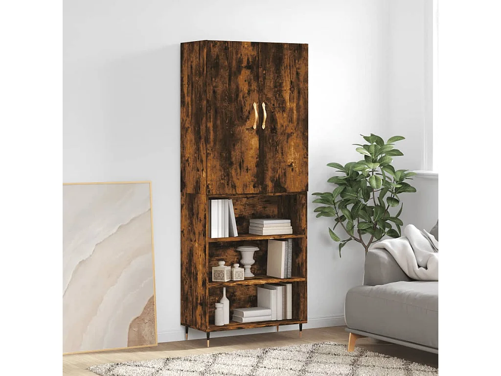 Credenza Rovere Fumo  69,5x34x180 cm in Legno Multistrato