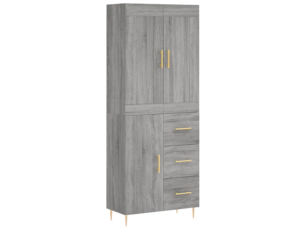 Highboard Grau Sonoma 69,5x34x180 cm Holzwerkstoff