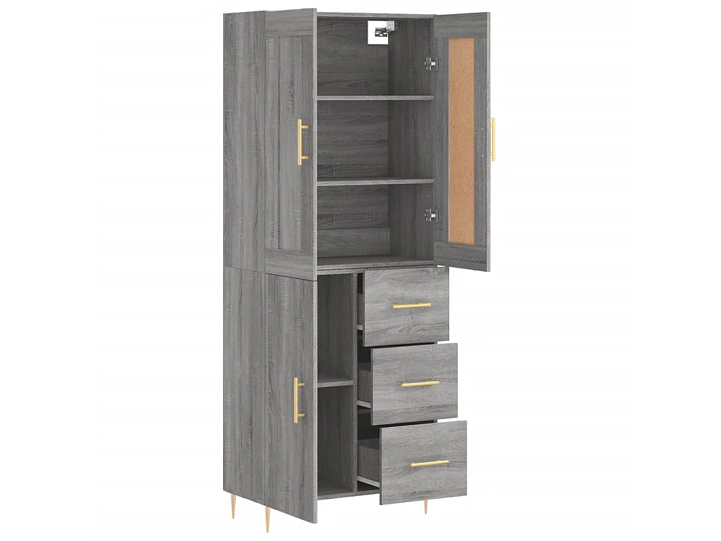 Highboard Grau Sonoma 69,5x34x180 cm Holzwerkstoff