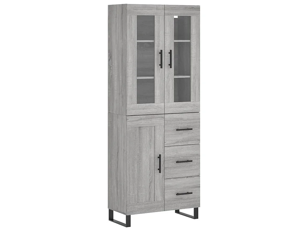 Buffet haut Sonoma gris 69,5x34x180 cm Bois d'ingénierie