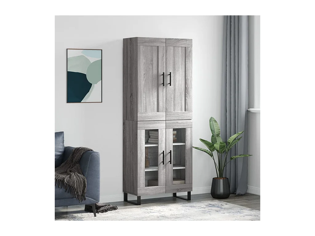 Hoge kast 69,5x34x180 cm bewerkt hout grijs sonoma eikenkleurig