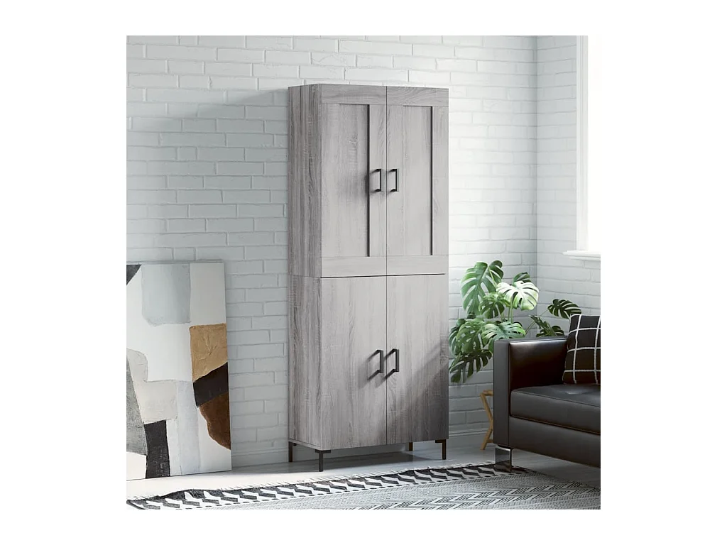 Highboard Grau Sonoma 69,5x34x180 cm Holzwerkstoff