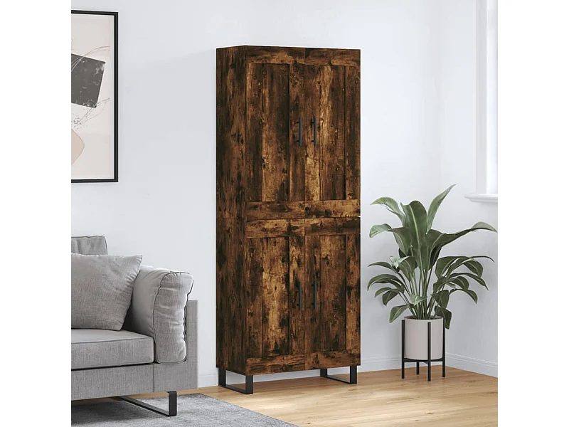 Highboard Räuchereiche 69,5x34x180 cm Holzwerkstoff