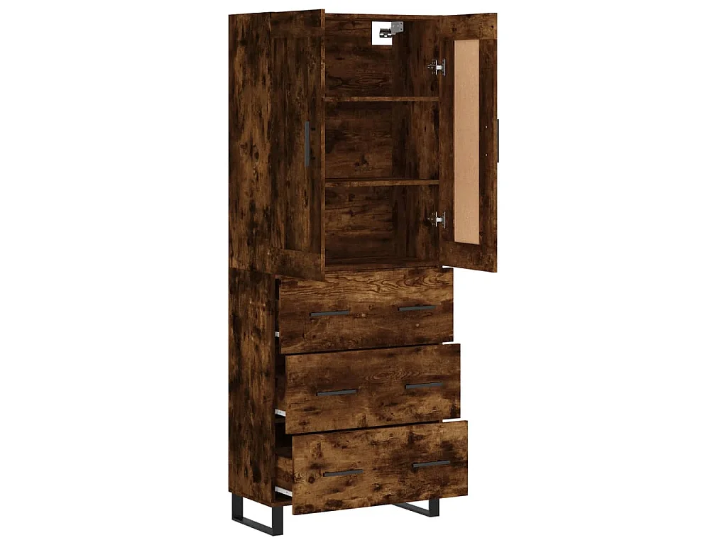 Buffet haut Chêne fumé 69,5x34x180 cm Bois d'ingénierie