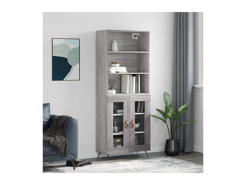 Buffet haut Sonoma gris 69,5x34x180 cm Bois d'ingénierie