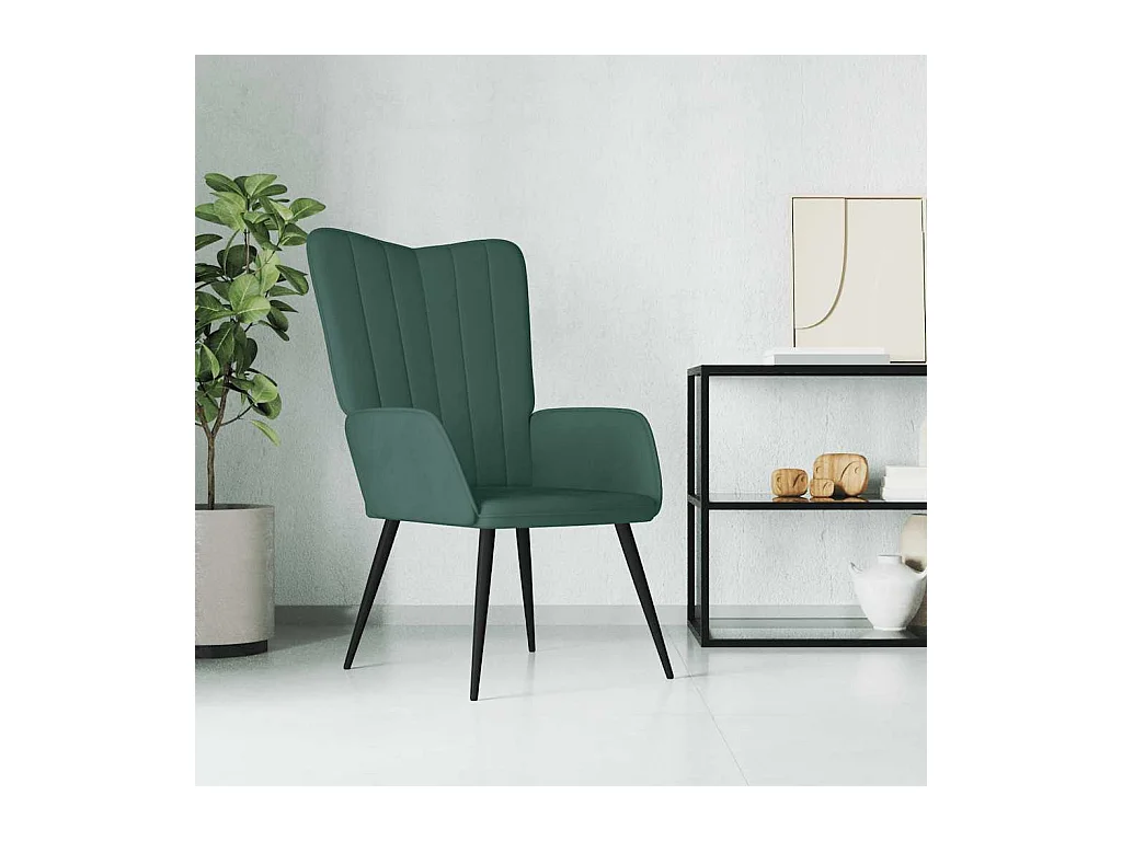 Chaise de relaxation Vert foncé Velours