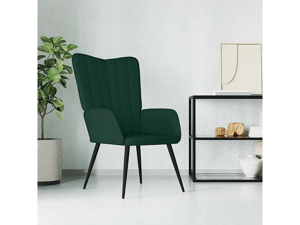 Chaise de relaxation Vert foncé Velours