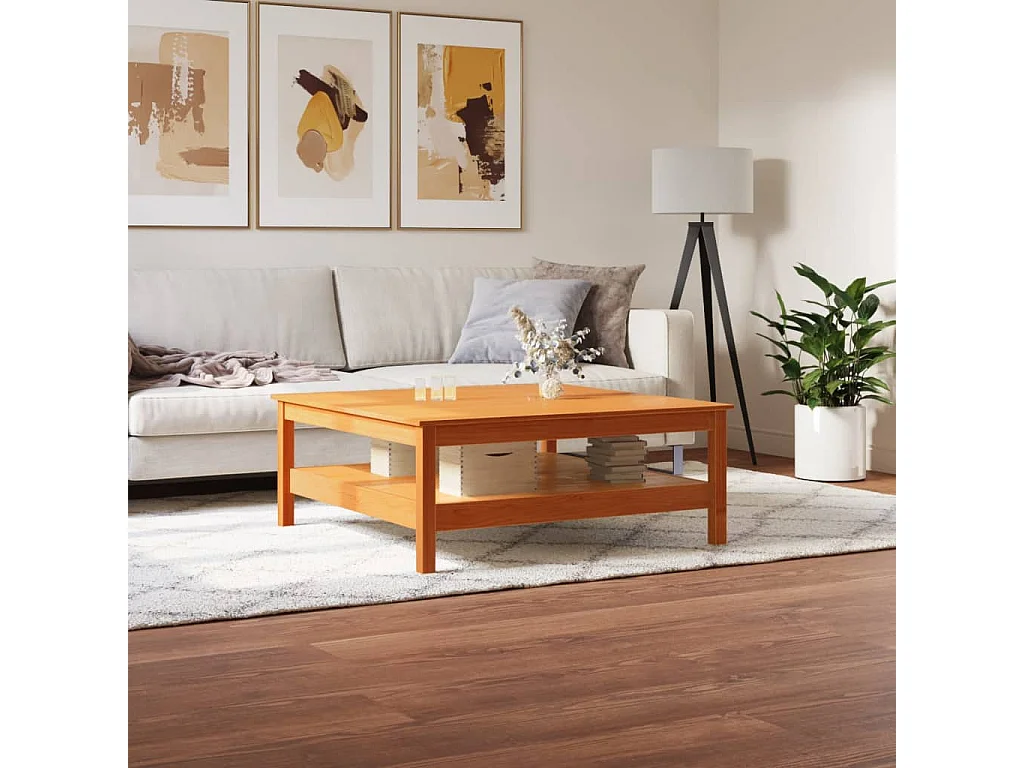 Salontafel 100x100x40 cm massief grenenhout wasbruin