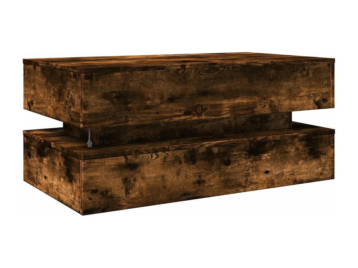 Salontafel met LED-verlichting 90x50x40 cm gerookt eikenkleurig