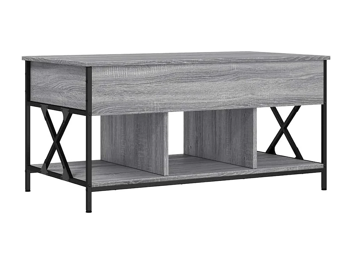 Table basse sonoma gris 100x55x50 cm bois d'ingénierie et métal