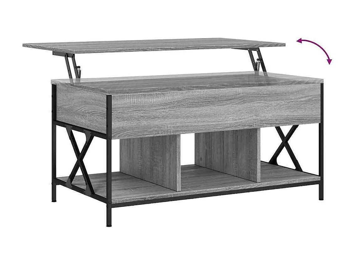 Table basse sonoma gris 100x55x50 cm bois d'ingénierie et métal