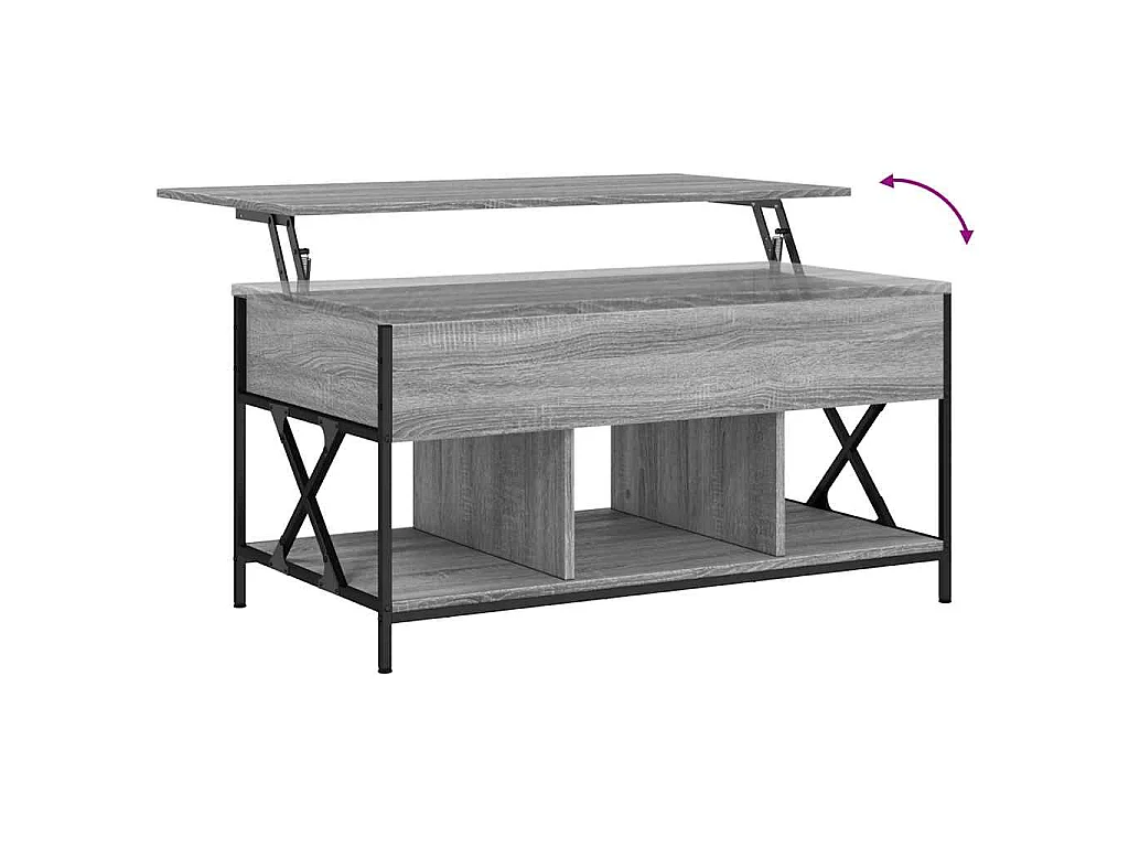 Table basse sonoma gris 100x55x50 cm bois d'ingénierie et métal