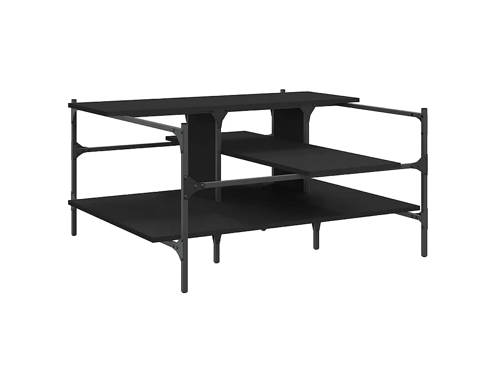 Table basse noir 100x100x48,5 cm bois d'ingénierie