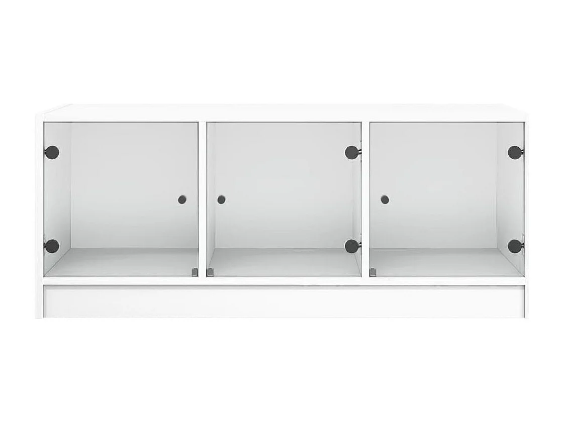 Mesa de centro con puertas de vidrio blanca 102x50x42 cm