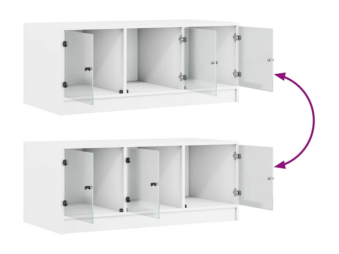 Mesa de centro con puertas de vidrio blanca 102x50x42 cm