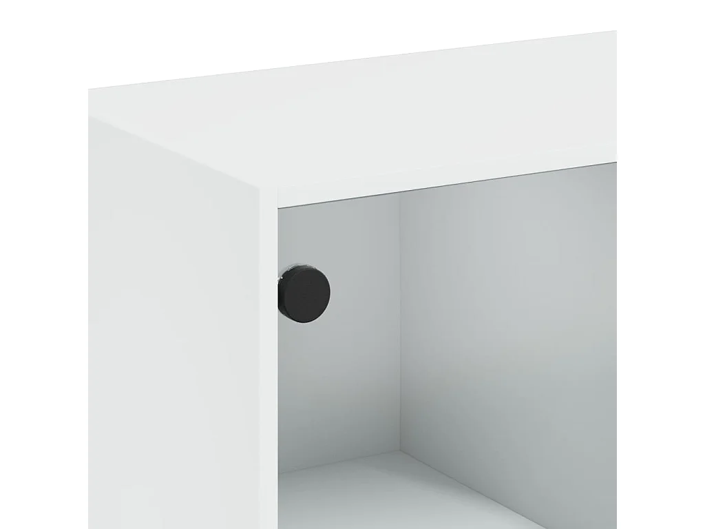 Mesa de centro con puertas de vidrio blanca 102x50x42 cm