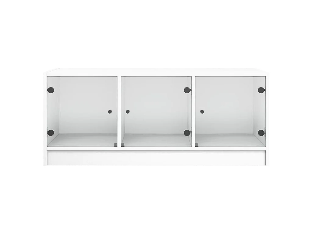 Salontafel met glazen deuren 102x50x42 cm wit