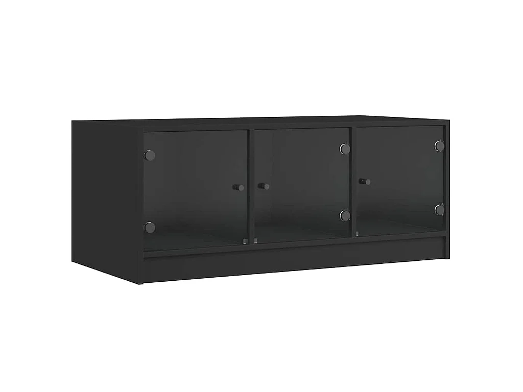 Salontafel met glazen deuren 102x50x42 cm zwart