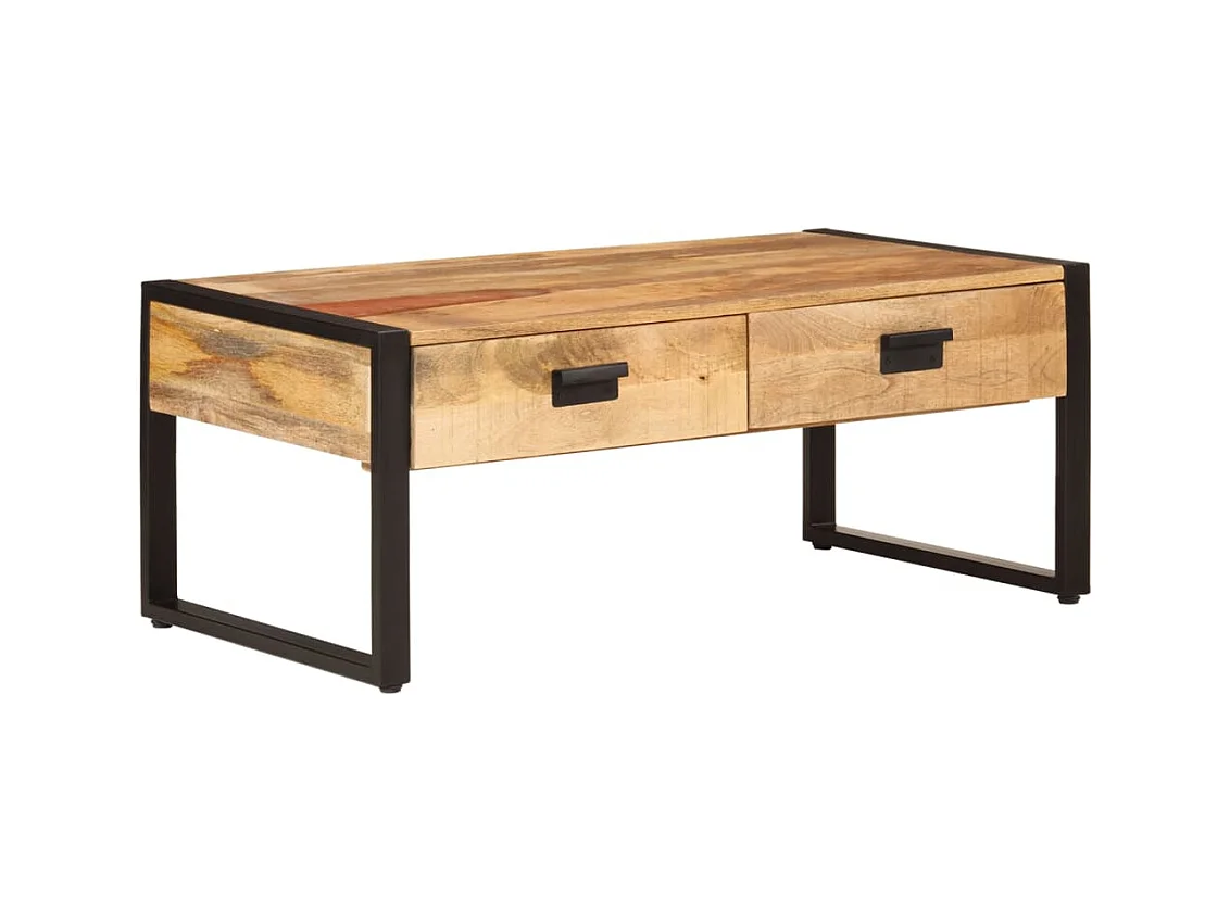 Table basse 100x54x40 cm bois de manguier solide et fer