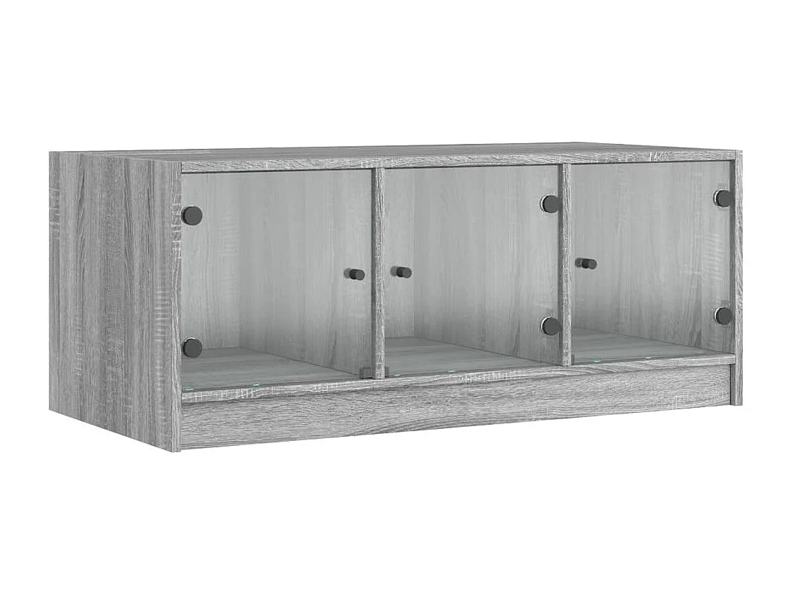 Tavolino da Salotto con Ante in Vetro Grigio Sonoma 102x50x42cm