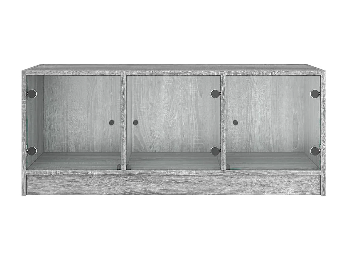 Tavolino da Salotto con Ante in Vetro Grigio Sonoma 102x50x42cm