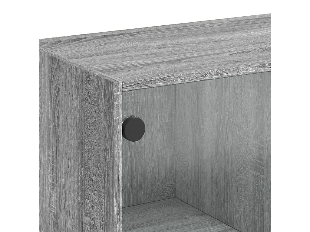 Tavolino da Salotto con Ante in Vetro Grigio Sonoma 102x50x42cm